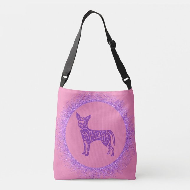 Sac Ajustable fourre-tout "CHIHUAHUA" EN PURPLE & ROSE. (Dos)