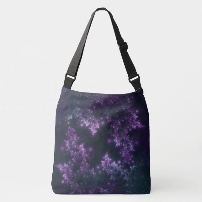 Sac Ajustable Fourre-tout Fractal Feuille Violet Glow (Devant)