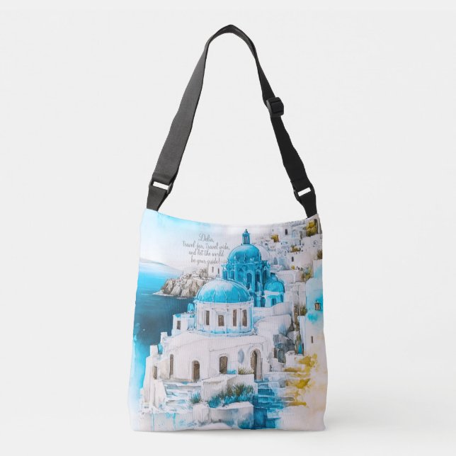 Sac Ajustable Fourre-tout personnalisée. Fourre-tout de Santorin (Devant)