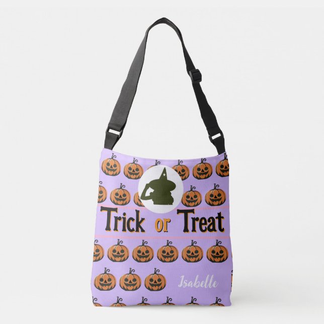 Sac Ajustable Fourre-tout ruse d'halloween ou traiter le nom bla (Devant)