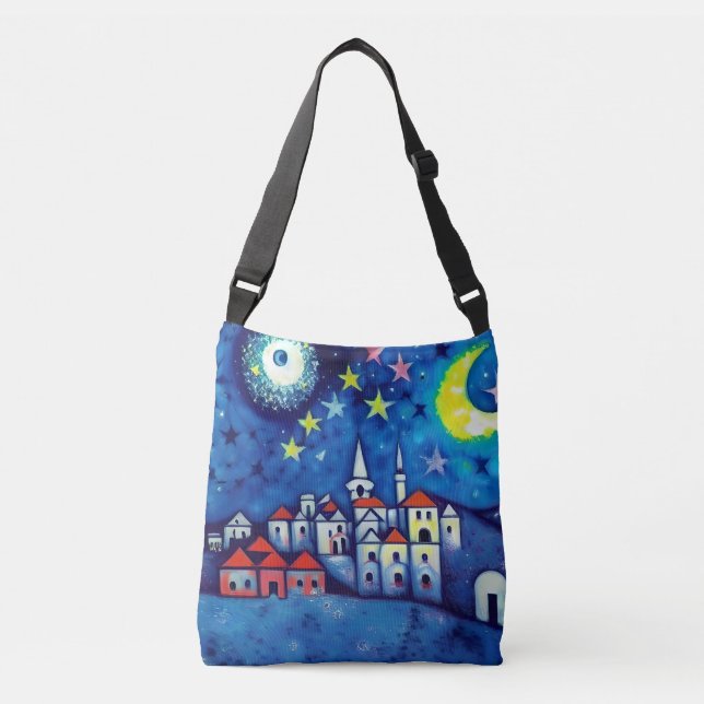 Sac Ajustable Fourre-tout Transcarrossable Surreal Village (Devant)