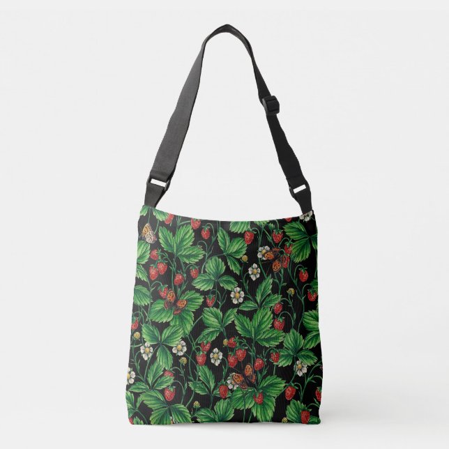Sac Ajustable Fraises sauvages sur le noir (Devant)