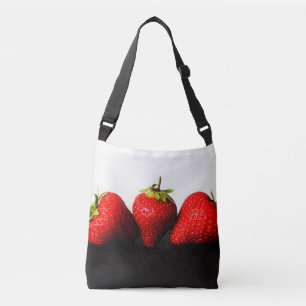 Sac Ajustable Fraises sur blanc sur noir bagcbcn