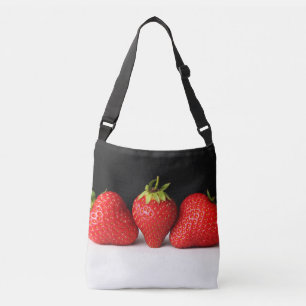 Sac Ajustable Fraises Sur Noir Sur Blanc Cbbcna