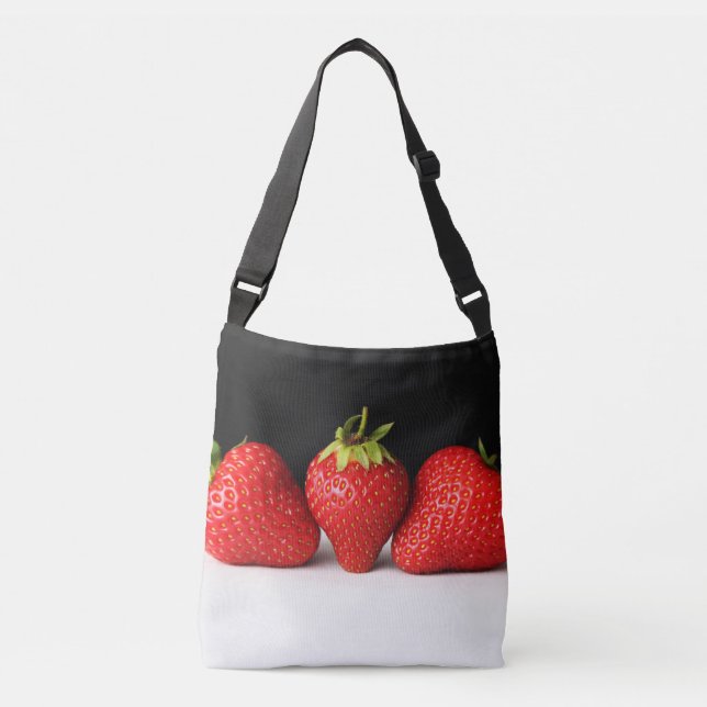 Sac Ajustable Fraises Sur Noir Sur Blanc Cbbcna (Devant)