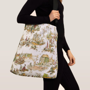 Sac Ajustable Français Creme Toile Chinoiserie Style Rustique