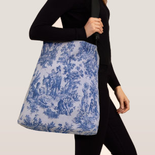 Sac Ajustable Française toile de jouy bleu et blanc élégant