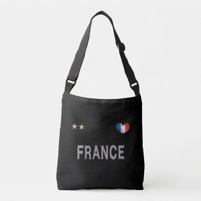 Sac Ajustable France Football Fan Chemise Coeur (Devant)