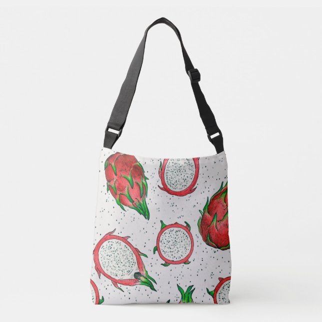 Sac Ajustable Fruit de dragon rouge sur blanc (Devant)