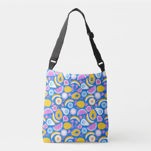 Sac Ajustable Fruits tropicaux juteux - arrière - plan bleu