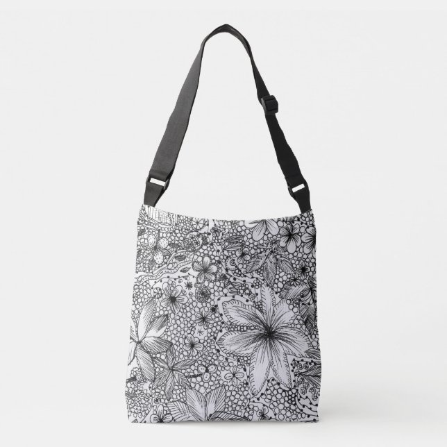 Sac Ajustable Fun Whimsal Funky Black and White Floral (Devant)