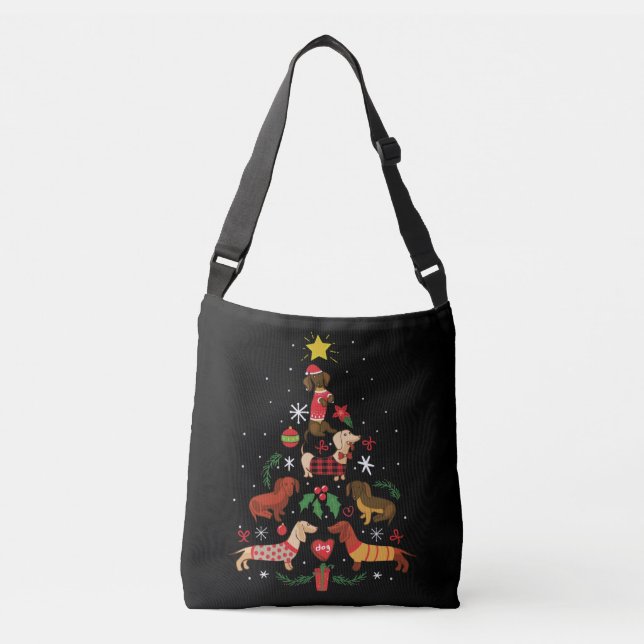 Sac Ajustable Funny Dachshund sapin de Noël (Devant)