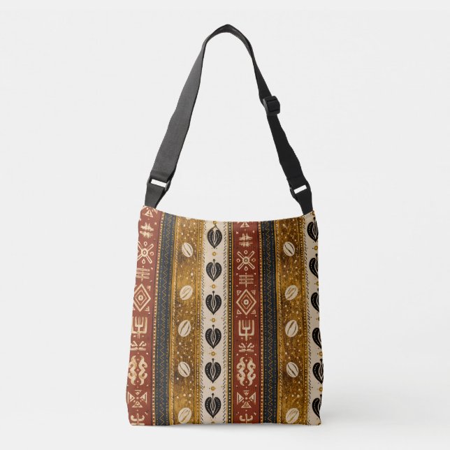 Sac Ajustable Géométrique Ethnique Africain Cowrie (Devant)