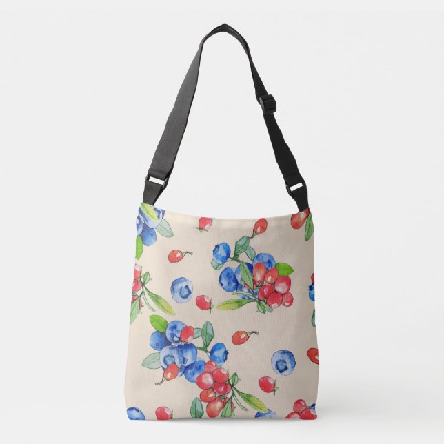 Sac Ajustable Goji, bleuet : aquarelle motif. (Devant)