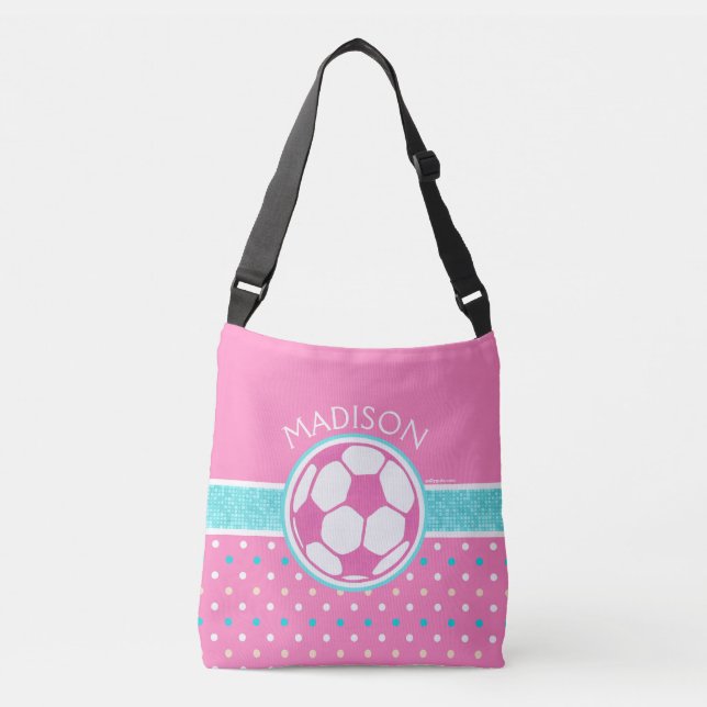 Sac Ajustable Golly Girls : Monogramme du ballon de soccer rose  (Devant)