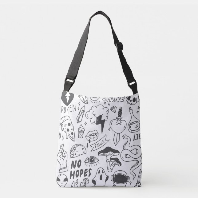 Sac Ajustable Graffiti mignon : Doodle Art Set. (Devant)