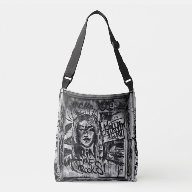 Sac Ajustable Graffiti noir et blanc Art urbain moderne (Devant)