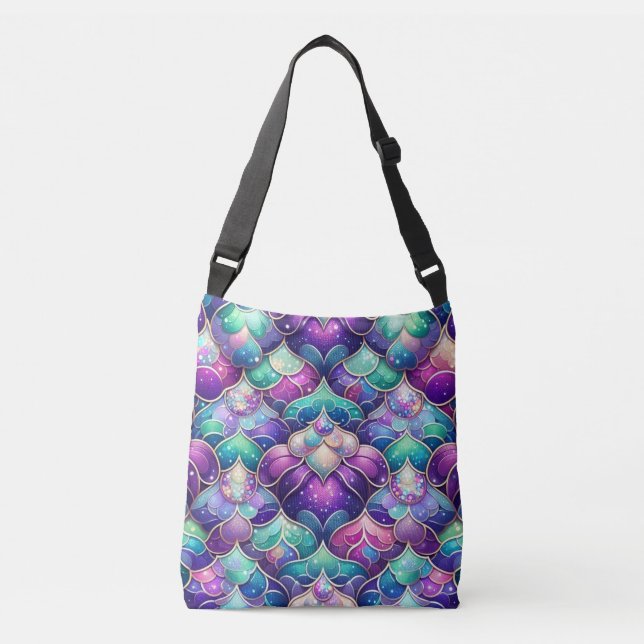 Sac Ajustable Grilles de sirène Turquoise brillante violette Imp (Devant)