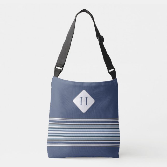 Sac Ajustable Gris et pourpre avec les rayures initiales (Devant)