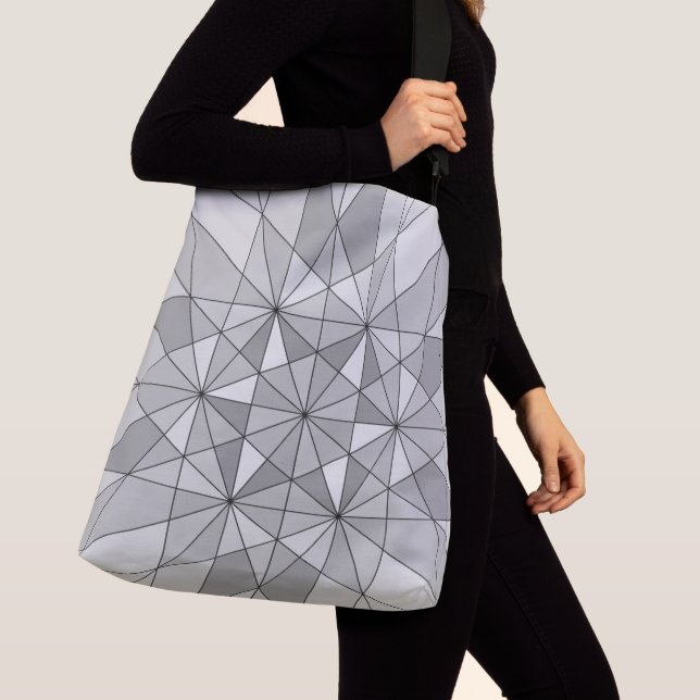 Sac Ajustable Gris noir blanc Motif Triangle mosaïque rétro (De près)
