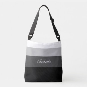 Sac Ajustable Gris noir gris rayures et calligraphie