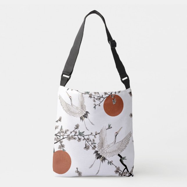 Sac Ajustable Grue japonaise traditionnelle à fleurs de prune (Devant)