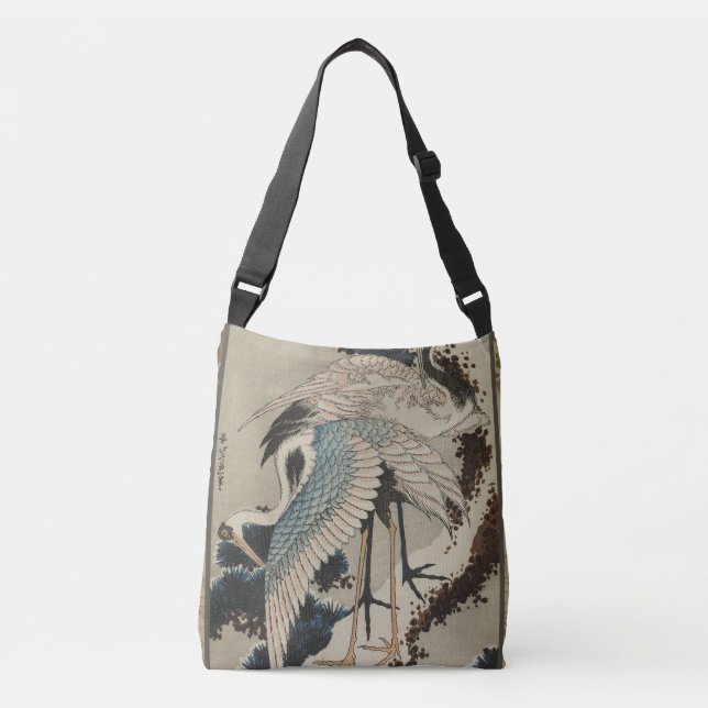 Sac Ajustable Grues sur un pin couvert de neige Hokusai (Devant)