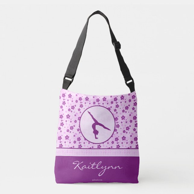 Sac Ajustable Gymnastique personnalisée Purple Heart floral (Devant)