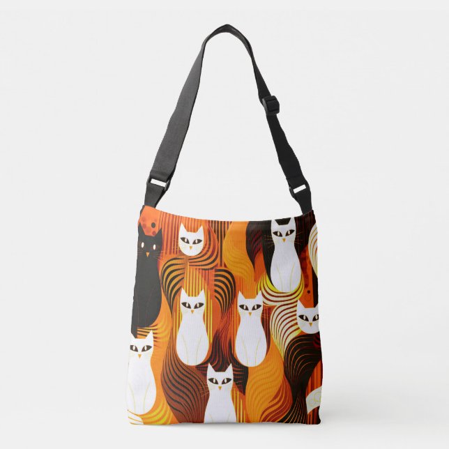 Sac Ajustable Halloween Chat blanc orange (Devant)