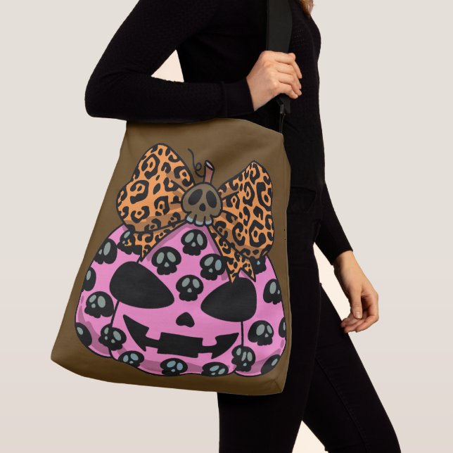 Sac Ajustable Halloween, motif crâne, visage citrouille (De près)
