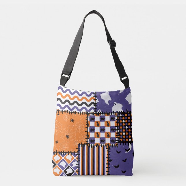 Sac Ajustable Halloween Patchwork Chats Fantômes (Devant)