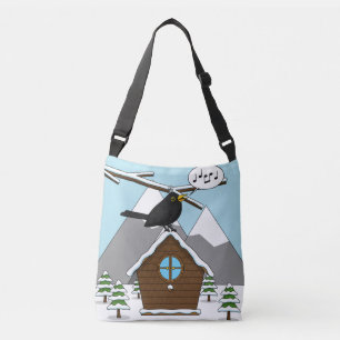 Sac Ajustable Happy Blackbird chanter dans le paysage hivernal