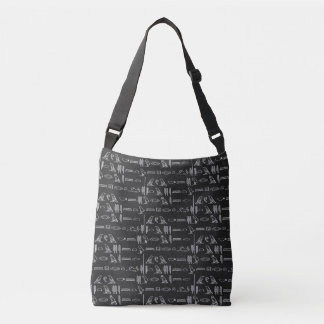 Sac Ajustable Hiéroglyphie croisée noire Fourre-tout