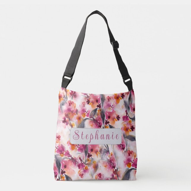 Sac Ajustable Hiver Bliss Aquarelle Floral- Nom personnalisé (Devant)