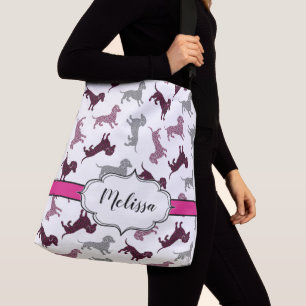 Sac Ajustable Hot rose Damask Dachshunds Nom personnalisé