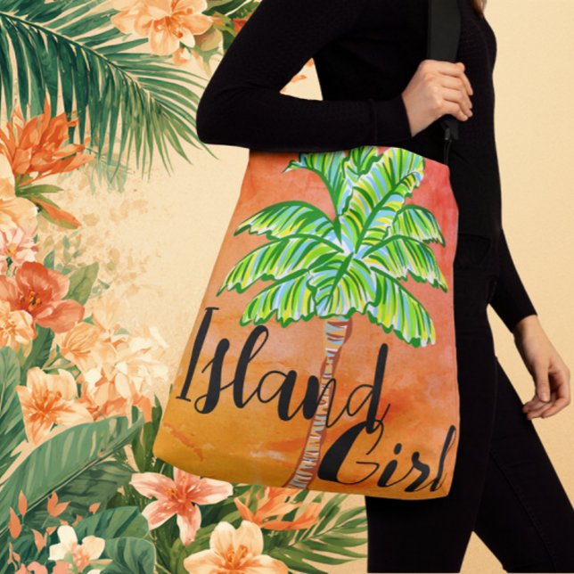 Sac Ajustable Hot Sunny Orange Tropical Palm Tree Island Girl (Are you an Island Girl?)