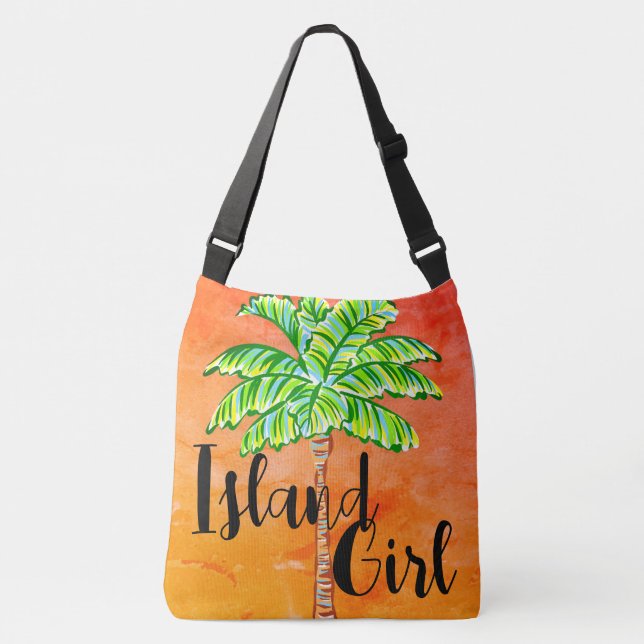 Sac Ajustable Hot Sunny Orange Tropical Palm Tree Island Girl (Devant)