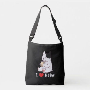 Sac Ajustable I Love Boba Bubble Thé Chien Coupe Français Bulldo