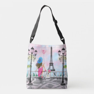 Sac Ajustable I Love Paris - Jolie Femme et Balloon de Coeur Ros