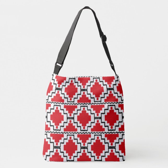 Sac Ajustable Ikat Aztec Tribal - Rouge, Noir et Blanc (Dos)