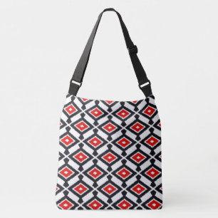 Sac Ajustable Ikat Pattern - Dark Red, Black and White