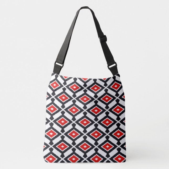 Sac Ajustable Ikat Pattern - Dark Red, Black and White (Devant)