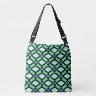 Sac Ajustable Ikat Pattern - Green, Indigo Blue and White