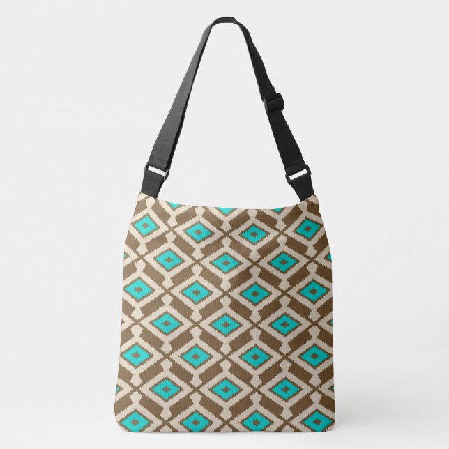 Sac Ajustable Ikat Pattern - Turquoise, Taupe and Beige (Devant)