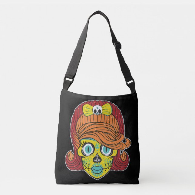 Sac Ajustable Illustration d'art de crâne de sucre féminin (Devant)