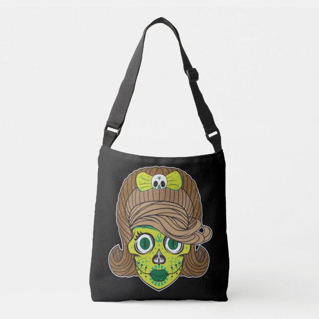 Sac Ajustable Illustration d'art de crâne de sucre super girly (Devant)