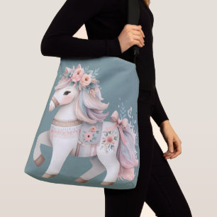 Sac Ajustable Illustration de l'Imaginaire Floral Pastel Horse