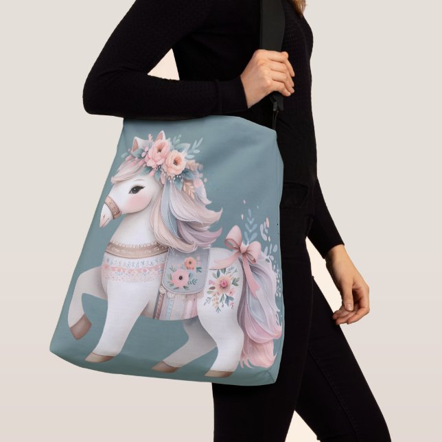 Sac Ajustable Illustration de l'Imaginaire Floral Pastel Horse (De près)