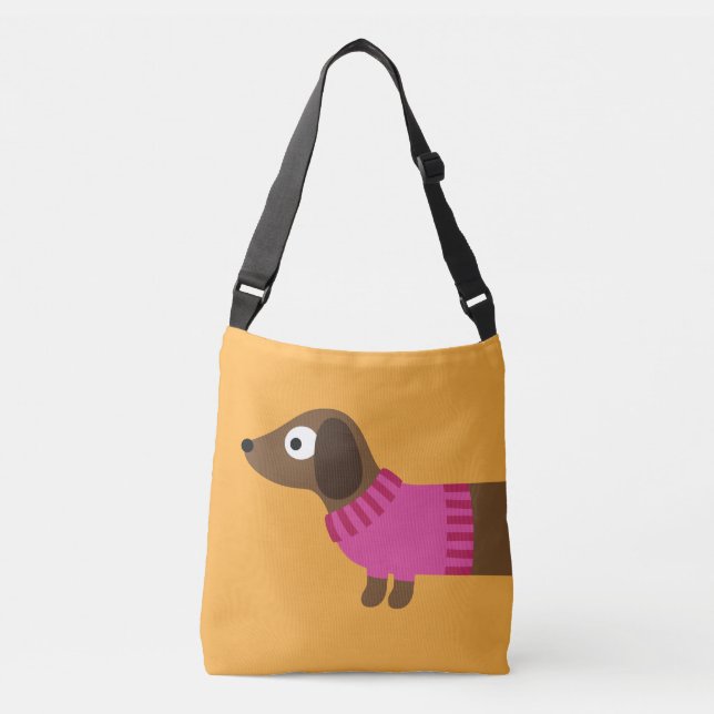 Sac Ajustable Illustration de mignonne long Dachshund (Devant)