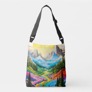 Sac Ajustable Illustration de vallée de rivière colorée